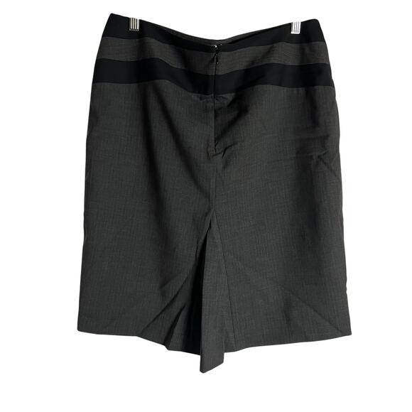 BCBGMaxAzria Gray Wool Black Chevron Paneled Knee Length Pencil Skirt Size 12 - Picture 7 of 10